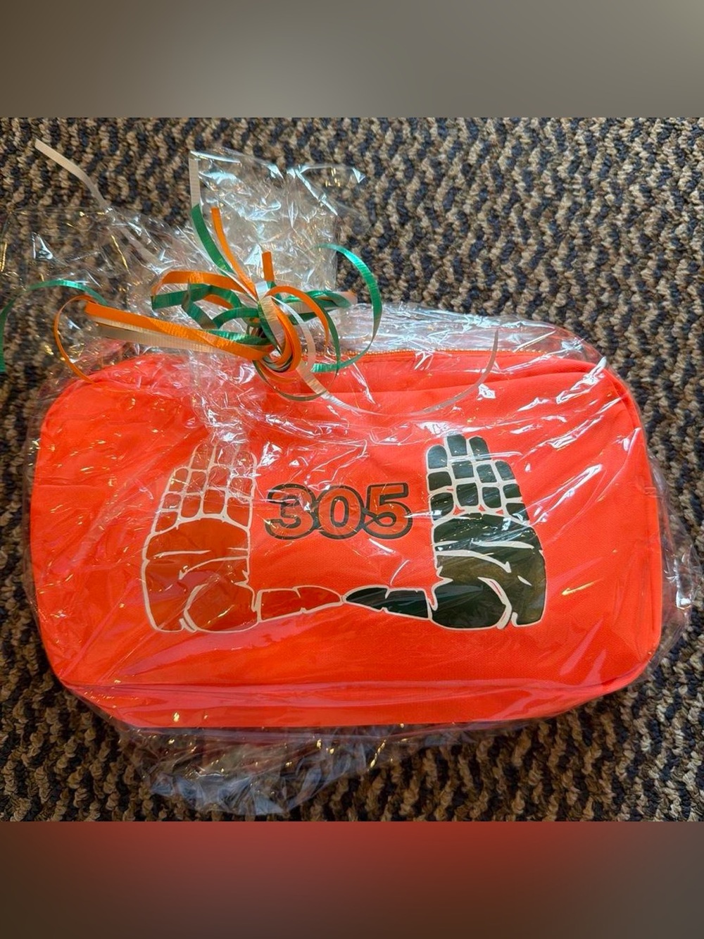 Bright Orange Kids Toy Pouch with 305 Hand Print Design
